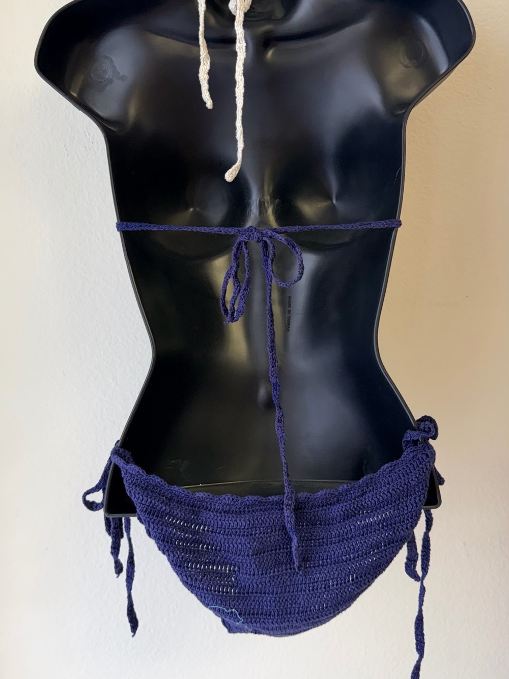 Cream & Navy Crochet Tie-Side Bikini - Women Swim - Picture 2 of 4